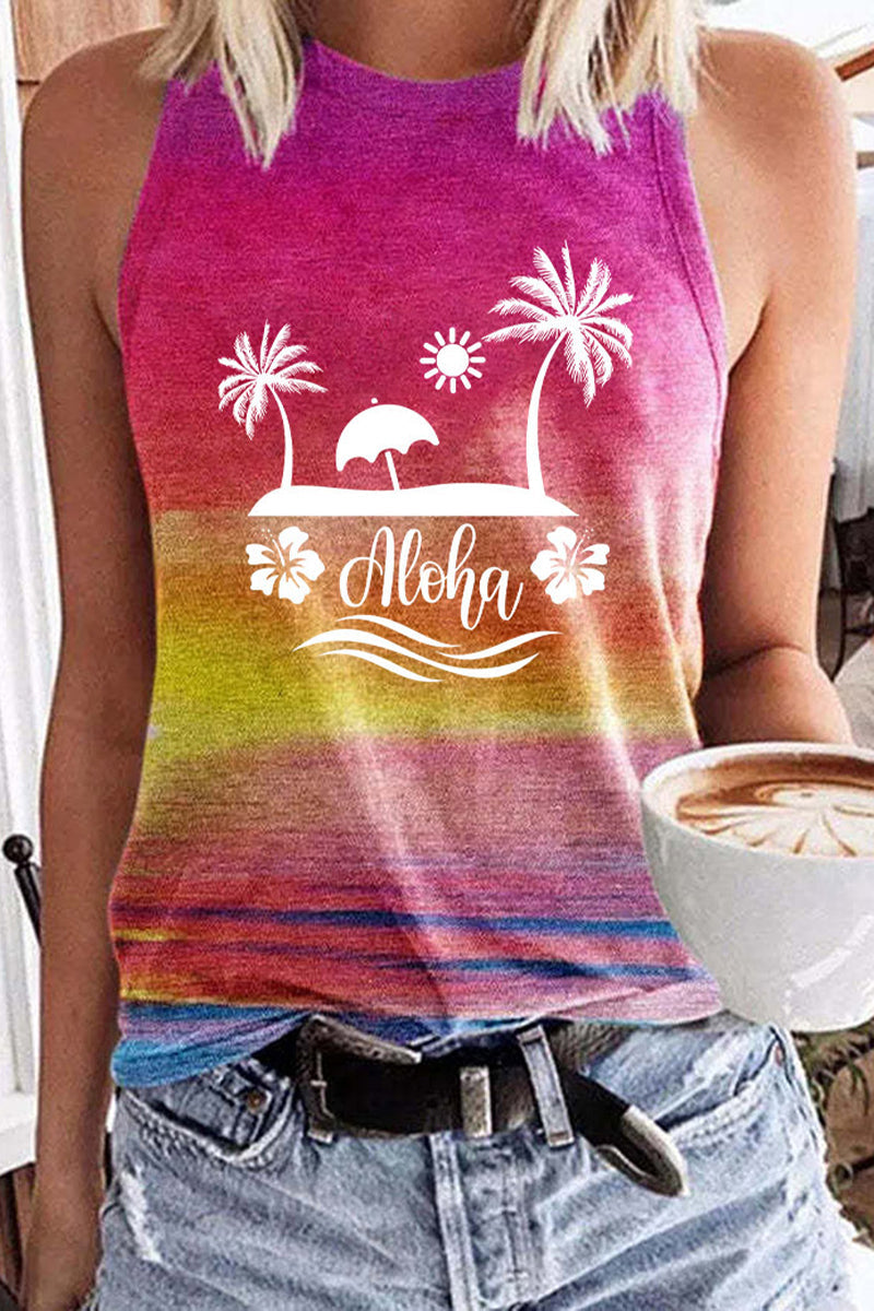 Coconut Print Casual Tank Top Fashionpara