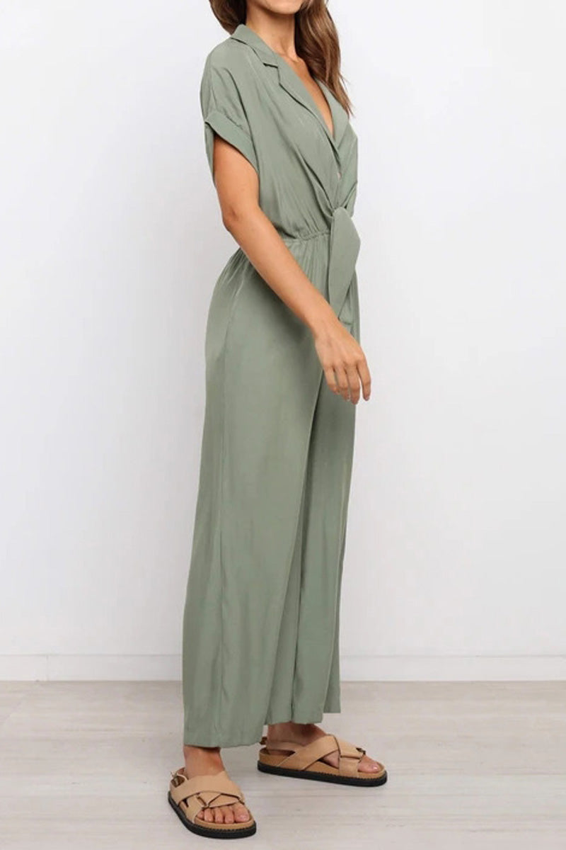 V-Neck Loose Fitting Jumpsuit Fashionpara