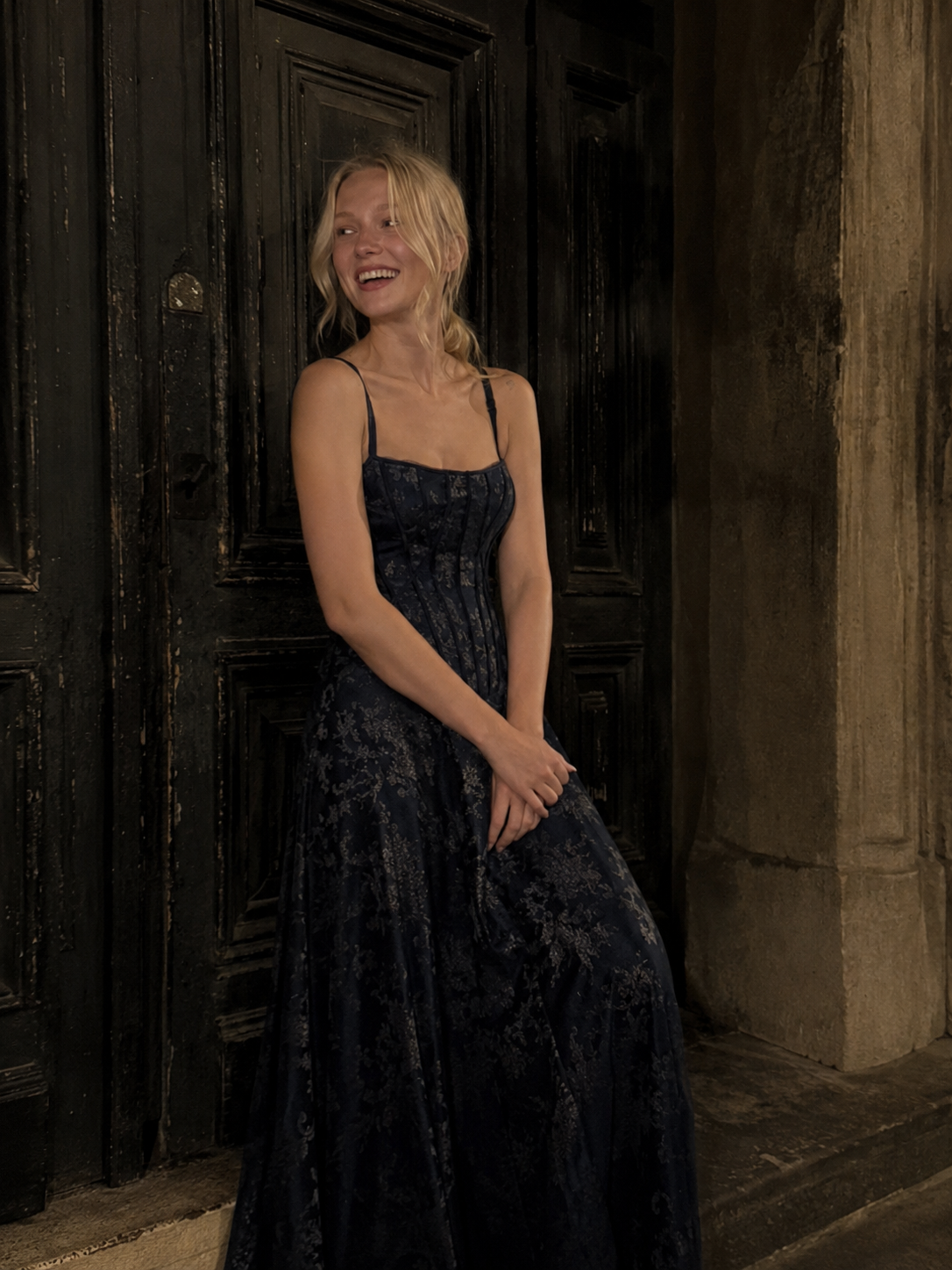 Glitter Jacquard Strappy Corset A-Line Ball Gown 6
