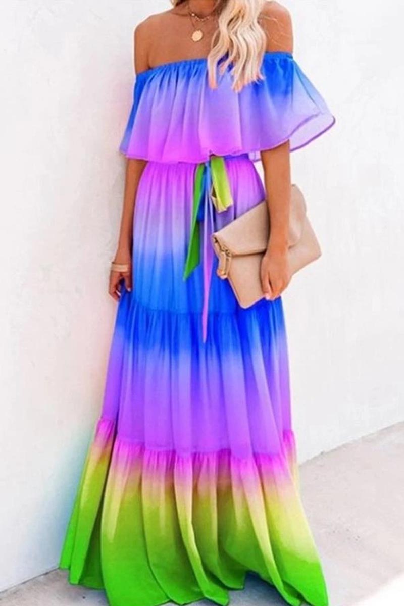 Gradual Change Multicolor Maxi Dress  Fashionpara