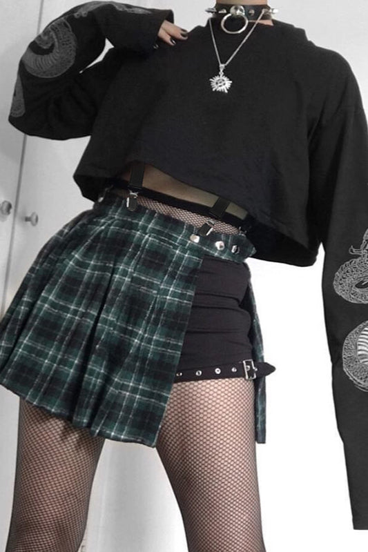 Dragon Print Cropped Hip Hop Hoodie