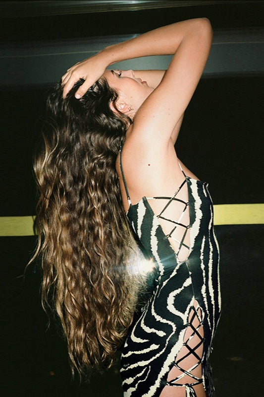 Zebra Print Lace Up Mini Dress 2