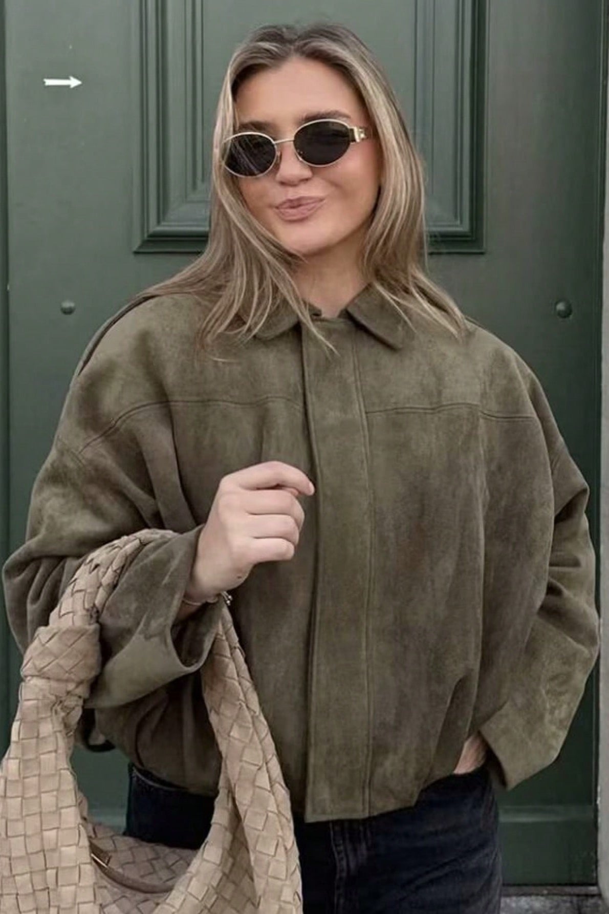 Suede-Look Collared Bomber Jacket 4