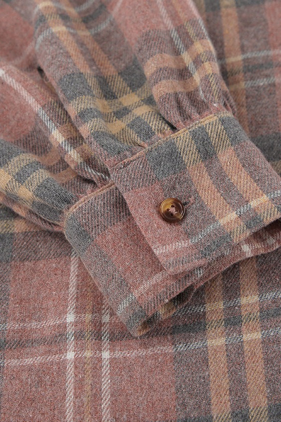 Plaid Loose Fit Cotton Blend Blouse - Fashionpara