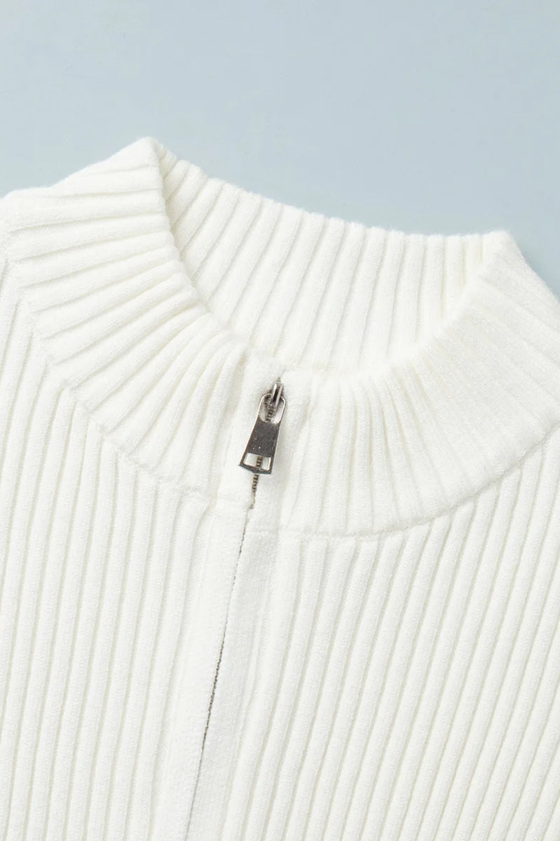 Casual Zip Front Knit Cardigan 30