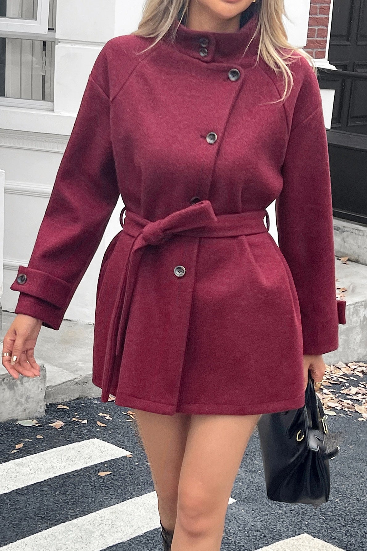Long Sleeve Casual Wool Blend Coat - Fashionpara