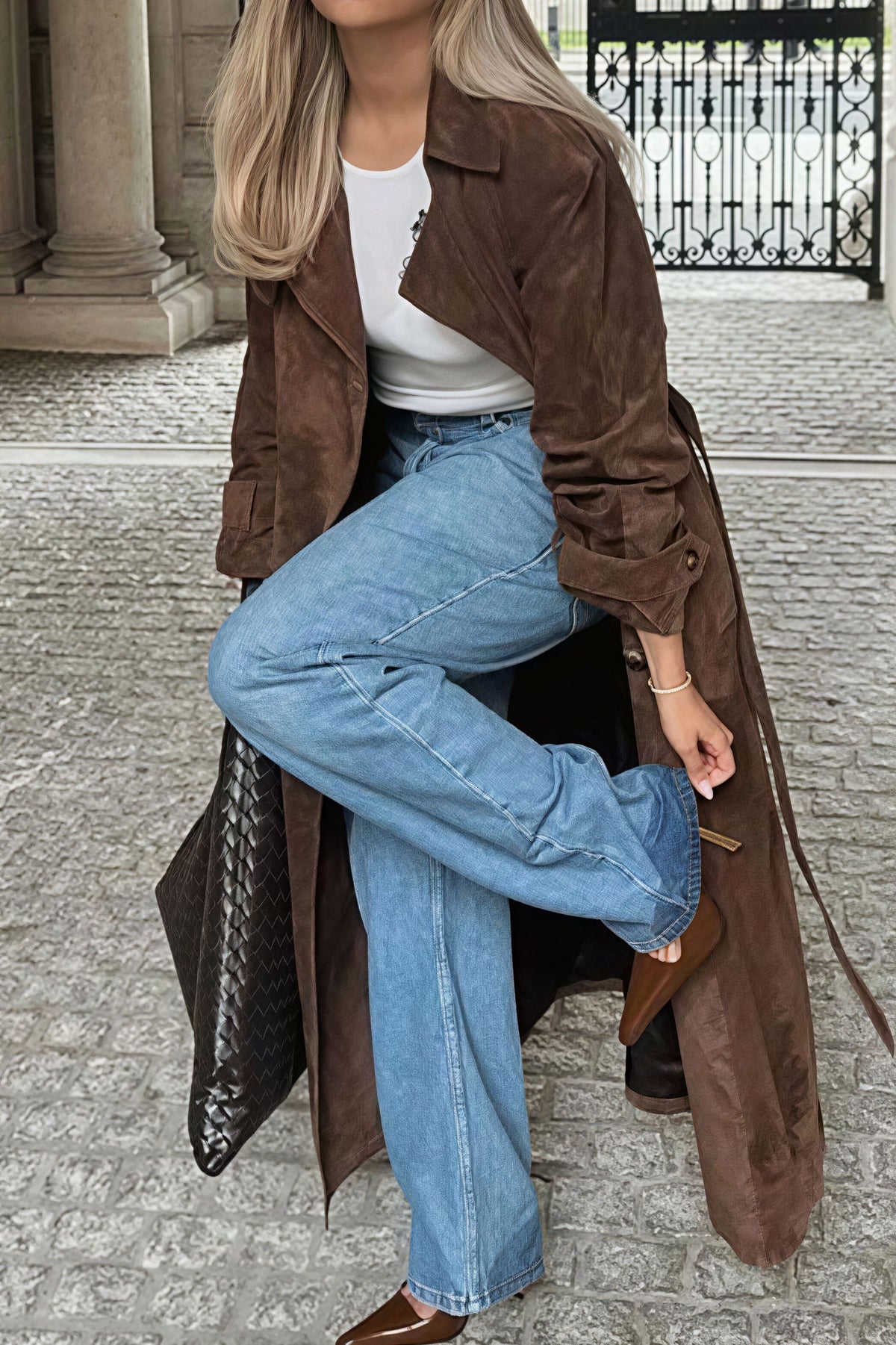 Double Breasted Tie Waist Long Overcoat 5