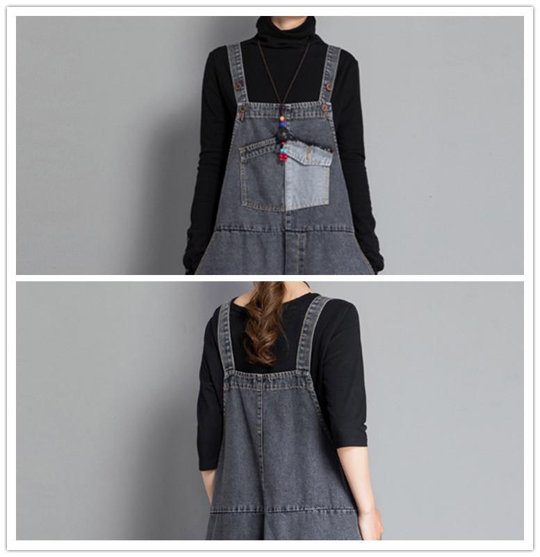 Jackie Thicken Denim Wide Leg Vintage Overall Dungaree - Fashionpara