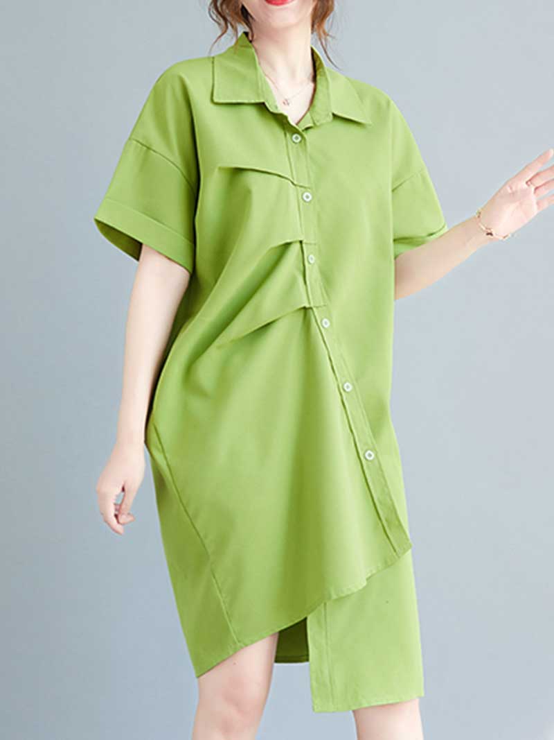 Cotton Short Sleeves Shirt Dress 2