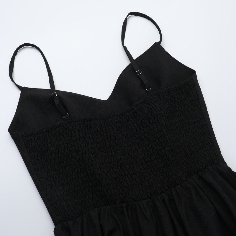 V-Neck Spaghetti Strap Drop-Waist Flared Maxi Dress 8