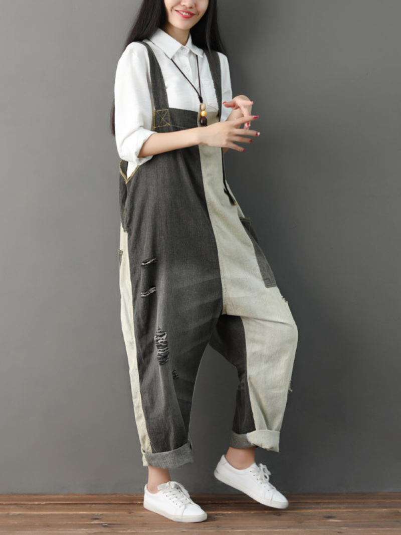 Close Your Eyes Denim Blue Overall Dungarees - Fashionpara