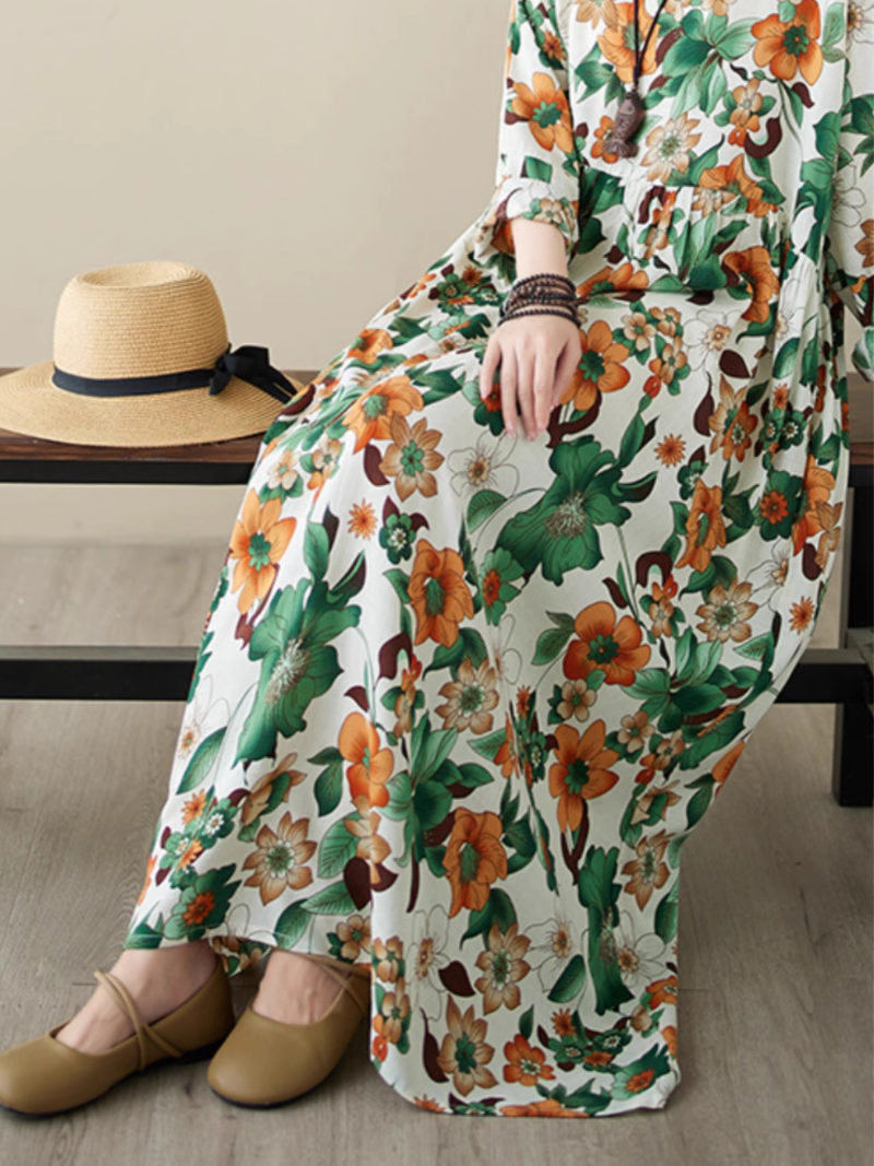 Relaxed Fit Floral Loose Smock Dress - Fashionpara