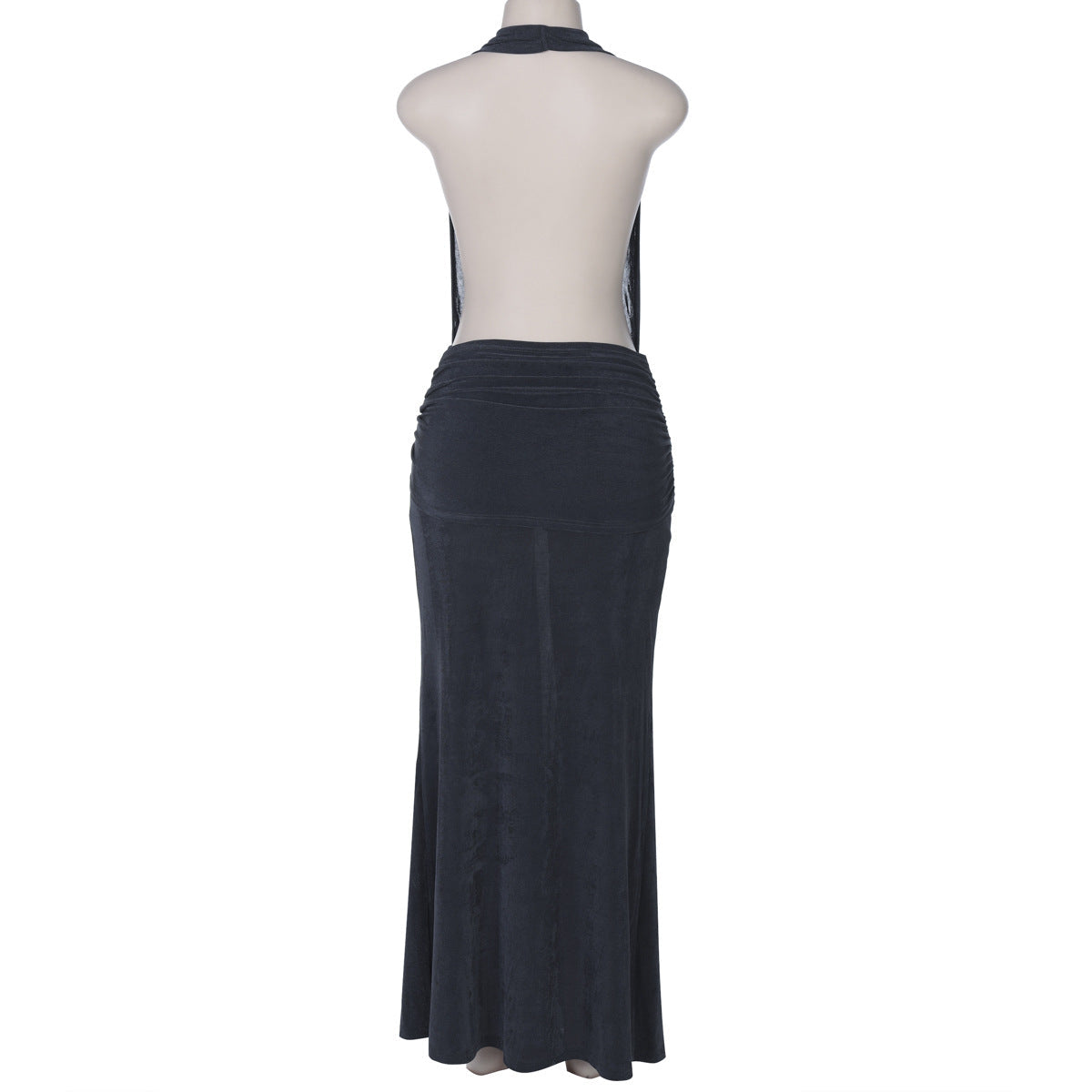 Shimmer Halter Cowl-Neck Draped Column Maxi Dress 8