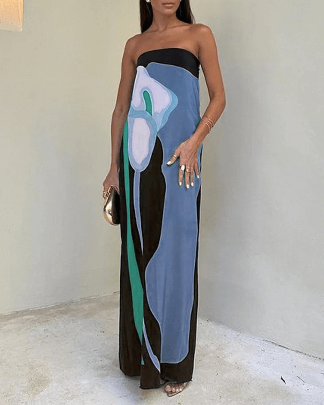 Casual Strapless Printed Dress - Fashionpara