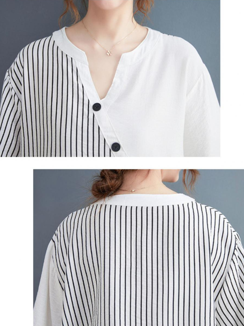 Charming Button-Up Striped Tops - Fashionpara