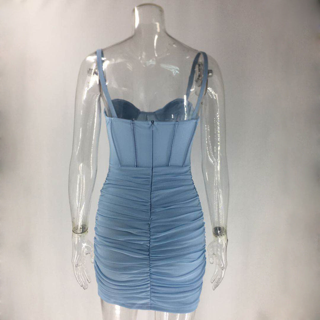 Ruched Mesh Corset Sweetheart Bodycon Mini Dress 8