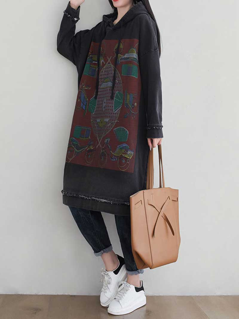 Feel My Love Hooded Sweater Midi Dress - Fashionpara
