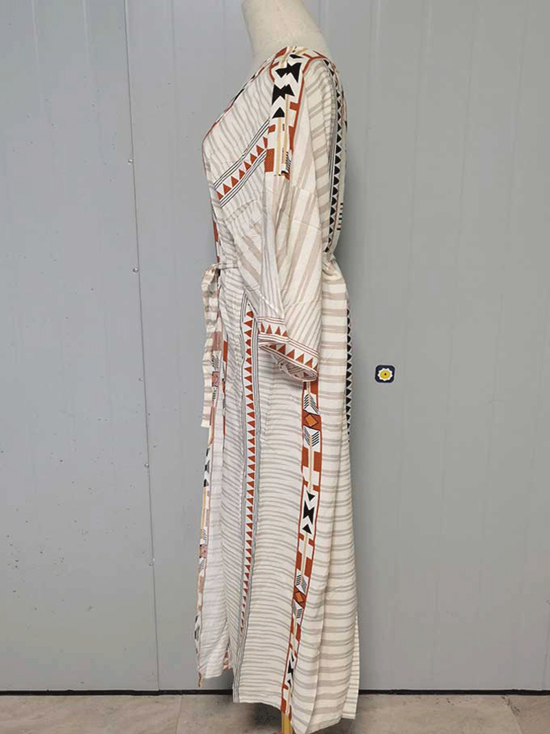 Printed Different Colors Polyester Long Length Gown Kimono Duster Robe - Fashionpara