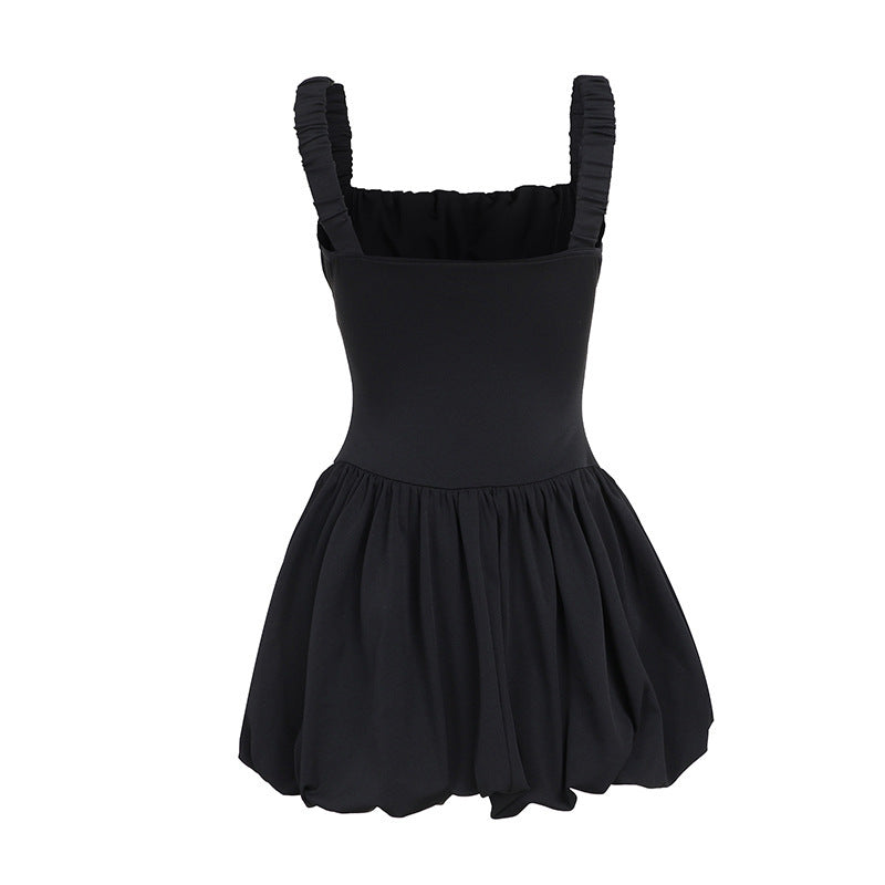 Ruffle-Strap Square-Neck Corset Puff-Hem Mini Dress 8