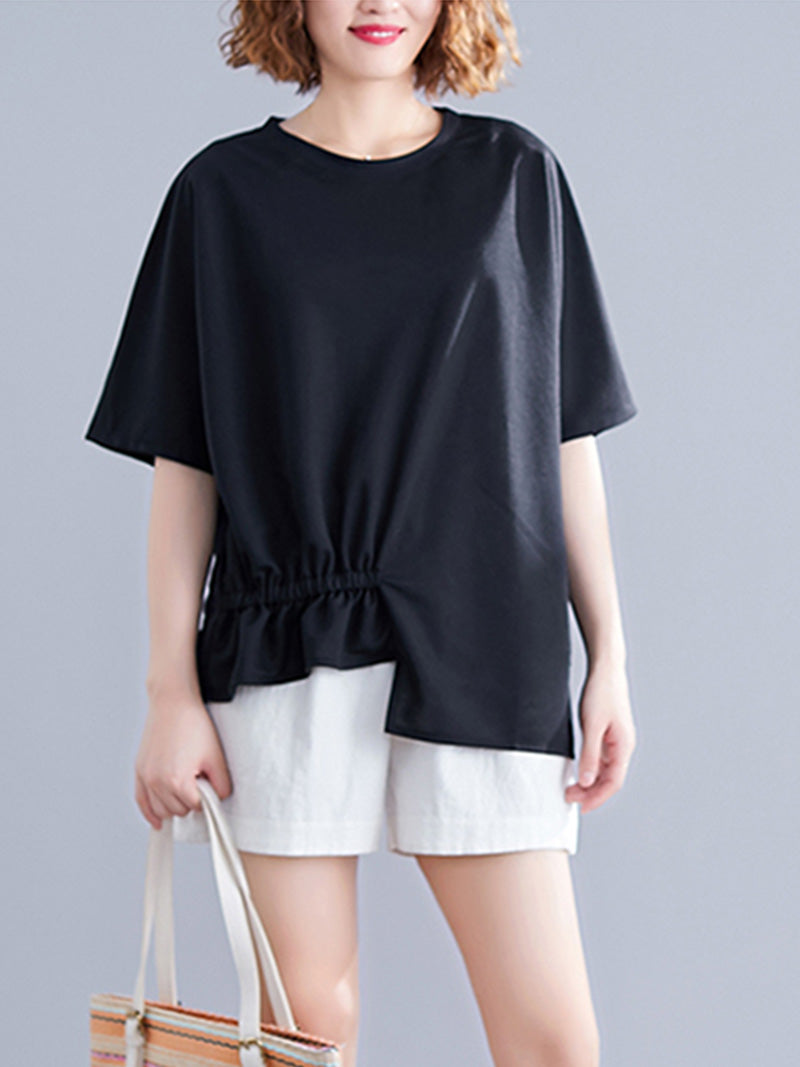 Lover's Leap Elastic Waist Style Basic Tops - Fashionpara