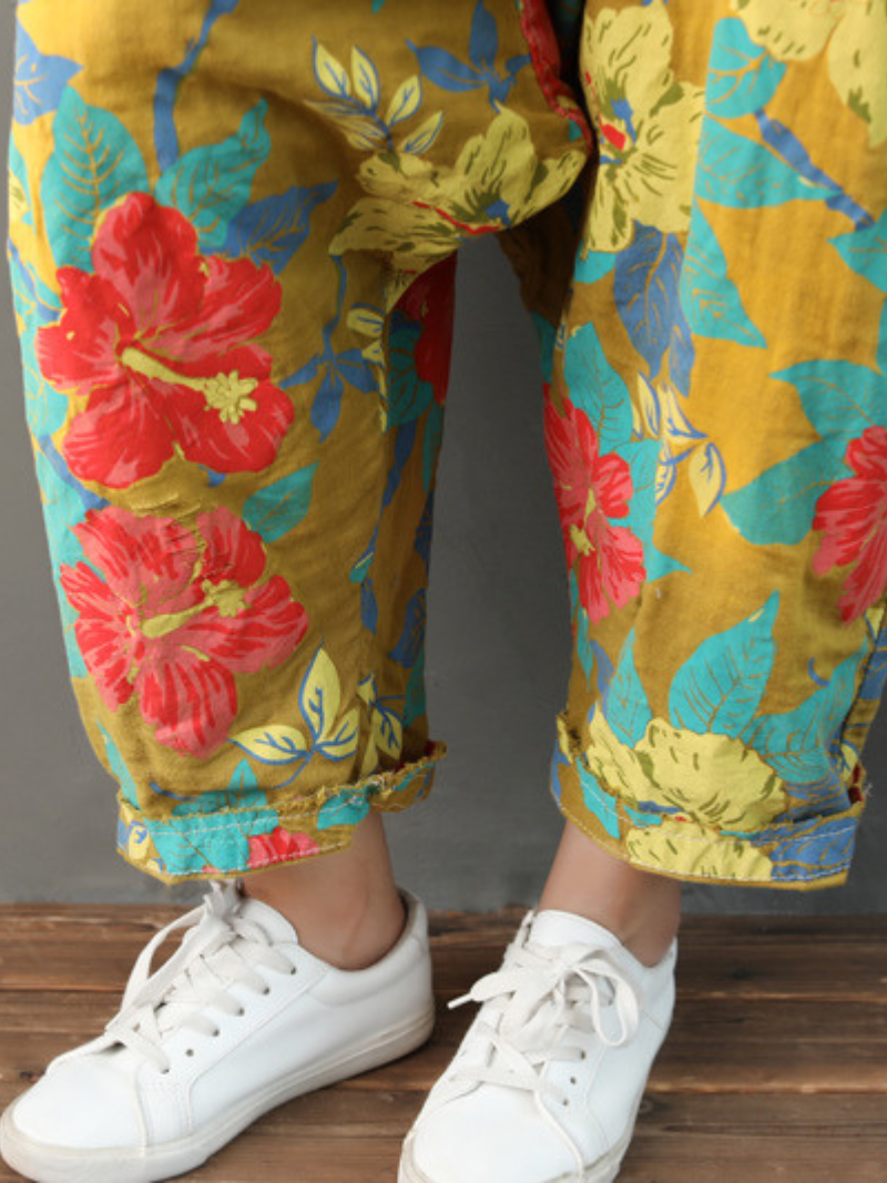 Everyday Wear Casual Flowers Bibs Overalls - Fashionpara