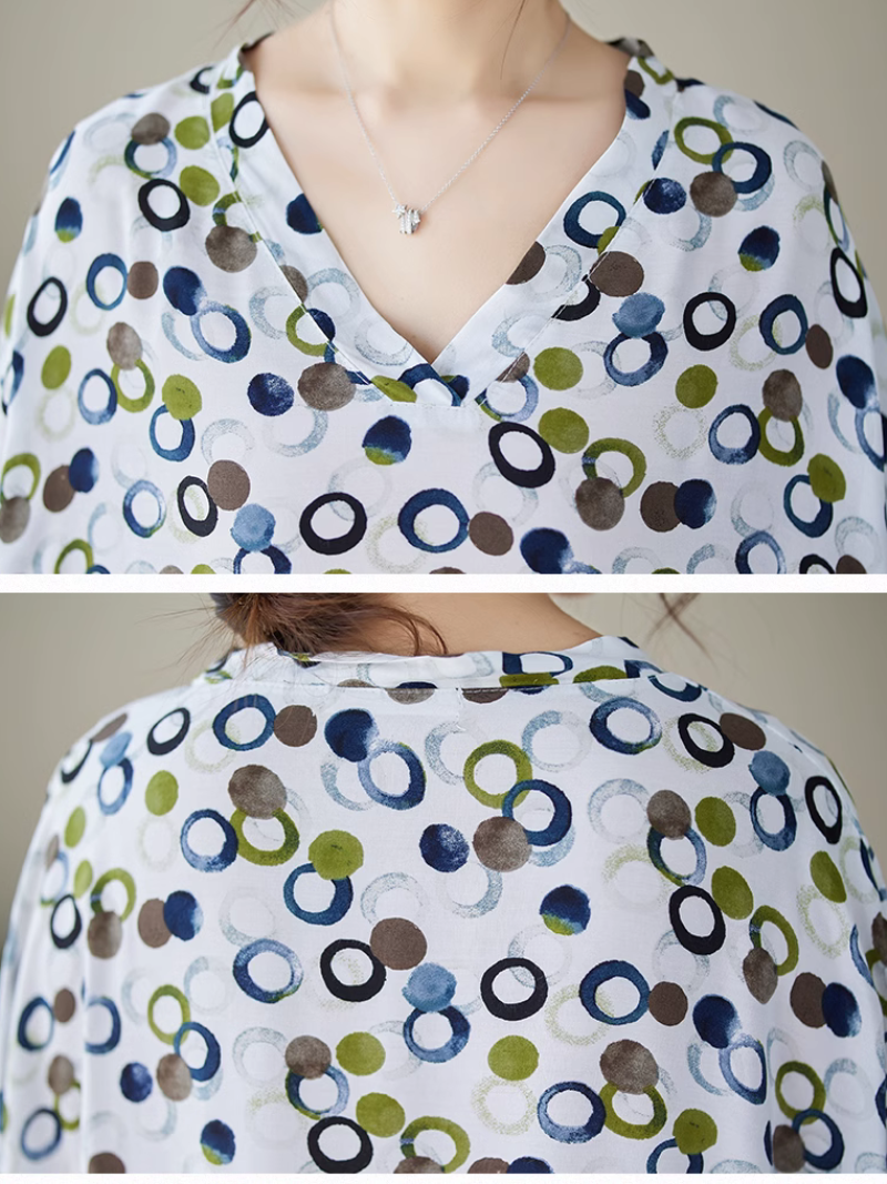 Spot-Print V-Neck Batwing-Sleeve Kaftan Maxi Dress 4