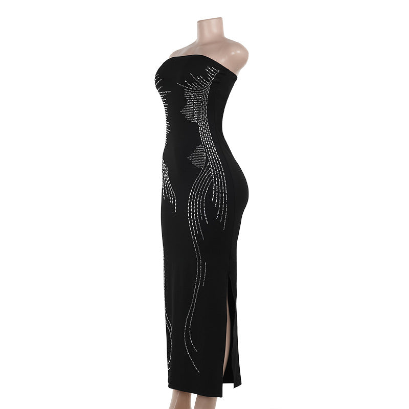Strapless Embellished Bodycon Column Maxi Dress 7