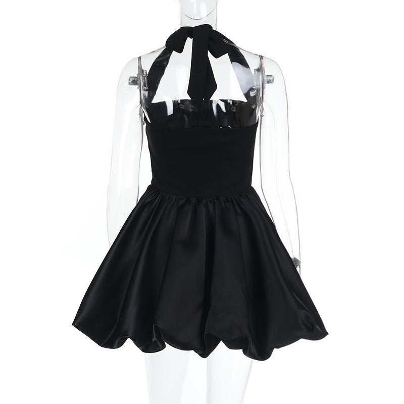 Halter Square Neck Corset Bubble Hem Mini Dress 8