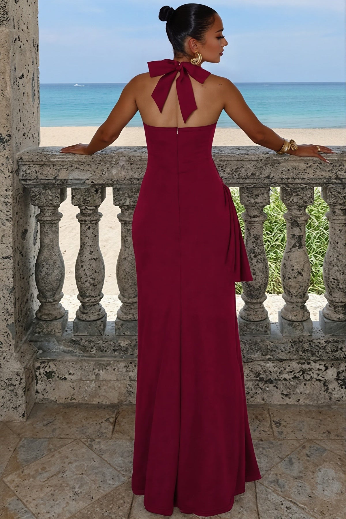 Corset Halter Neck High Split Mermaid Gown