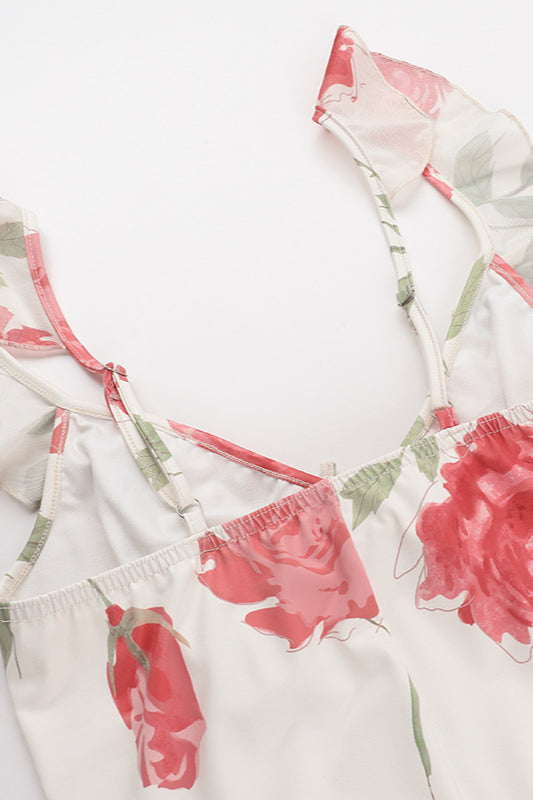 Floral Print V-Neck Cap Sleeve Slip Maxi Dress 9