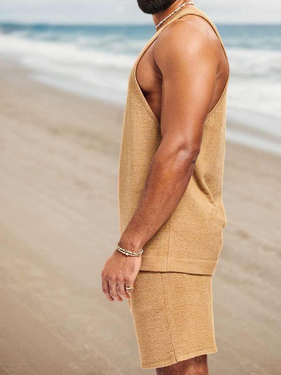 Uniqshe Men's Casual Sleeveless Vest and Shorts Set