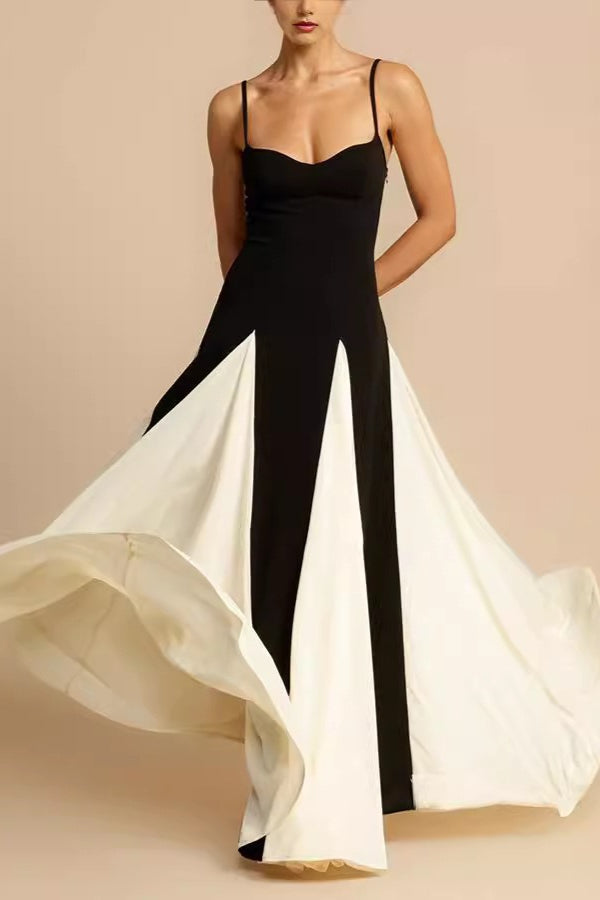 Colorblock Camisole Slim Formal Dress