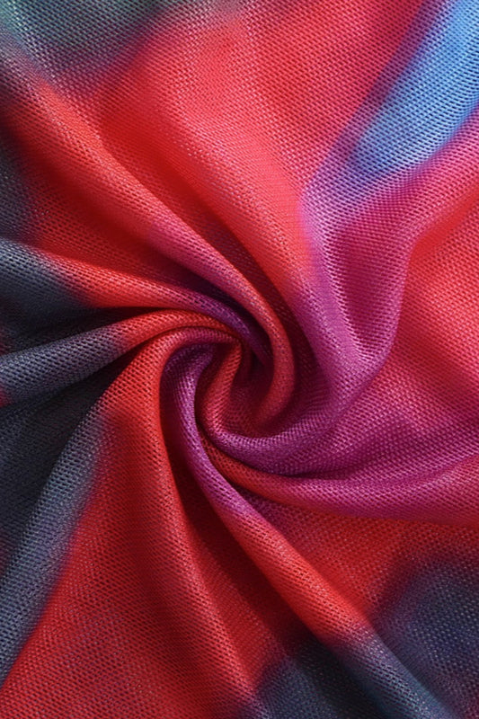 Fashionable Sheer Letter Print Red Lip Maxi Dress