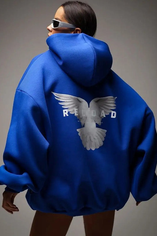 Oversized Hooded Sweatshirt with Back Print Hoodie - Fashionpara