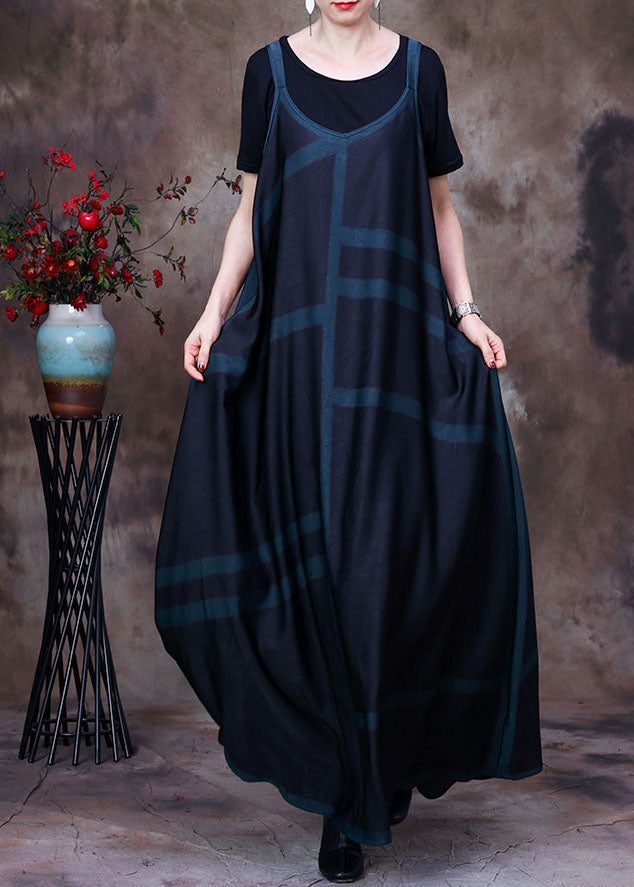 Geometric Print Sleeveless Pinafore Maxi Tank Two Piece Set