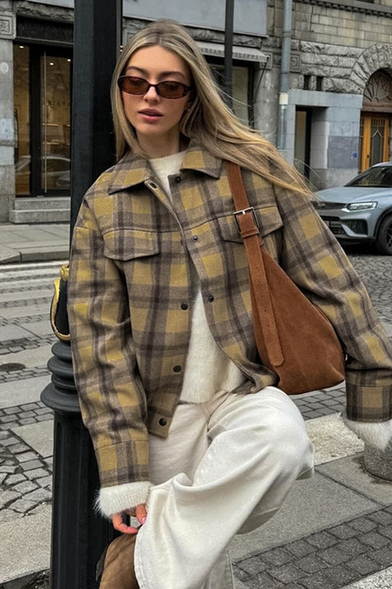 Vintage Loose Plaid Wool Coat for Timeless Style and Comfort