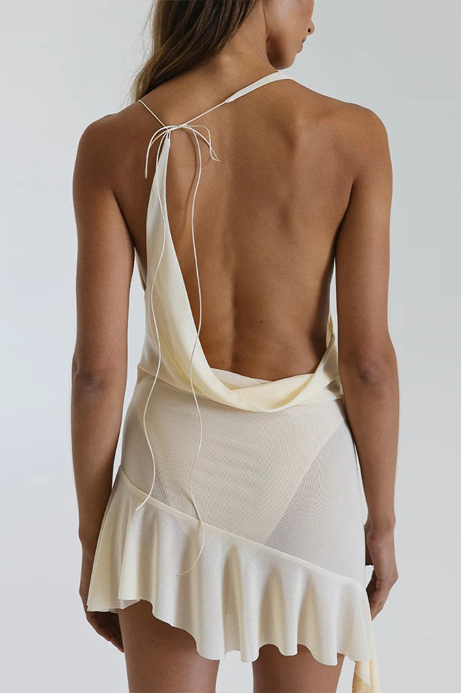 Cowl Neck Backless Boho Dress