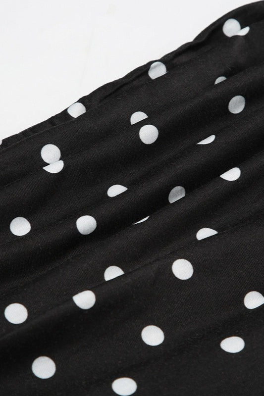 Polka Dot Color Block Off-Shoulder Crop Top - Fashionpara