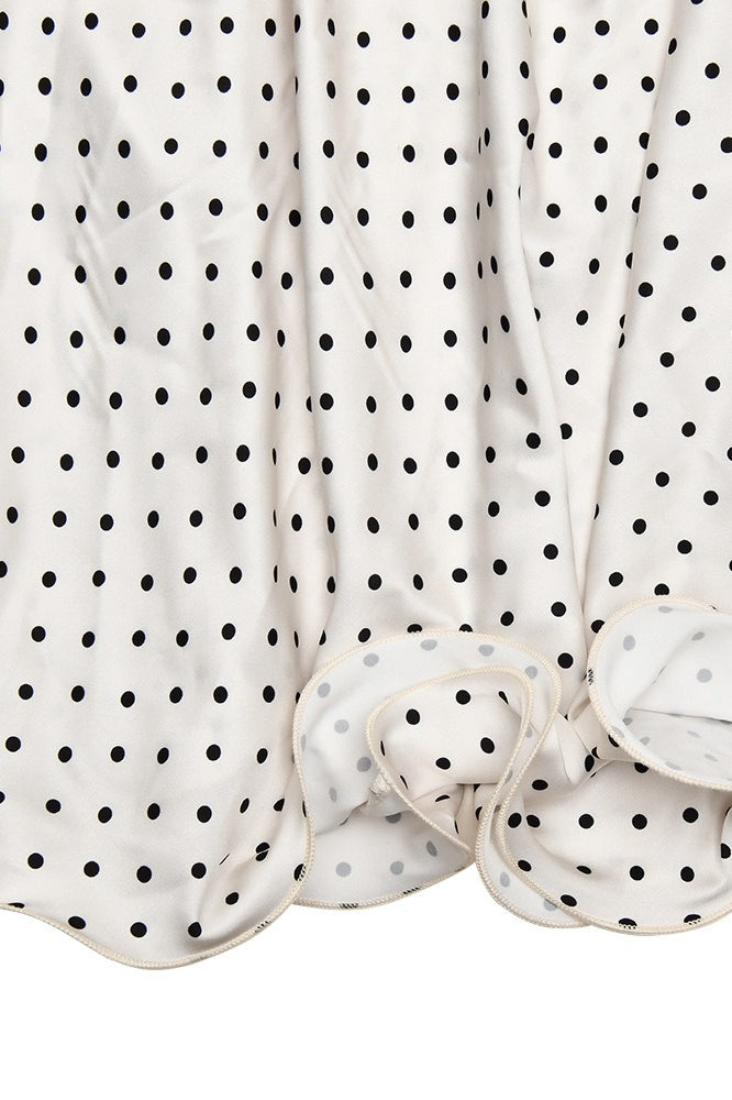 Polka Dot Backless Satin Maxi Dress