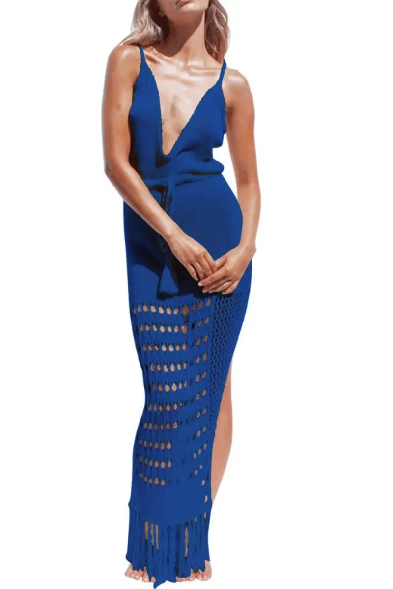 Tassel Crochet Spaghetti Cover Up Dress Fashionpara
