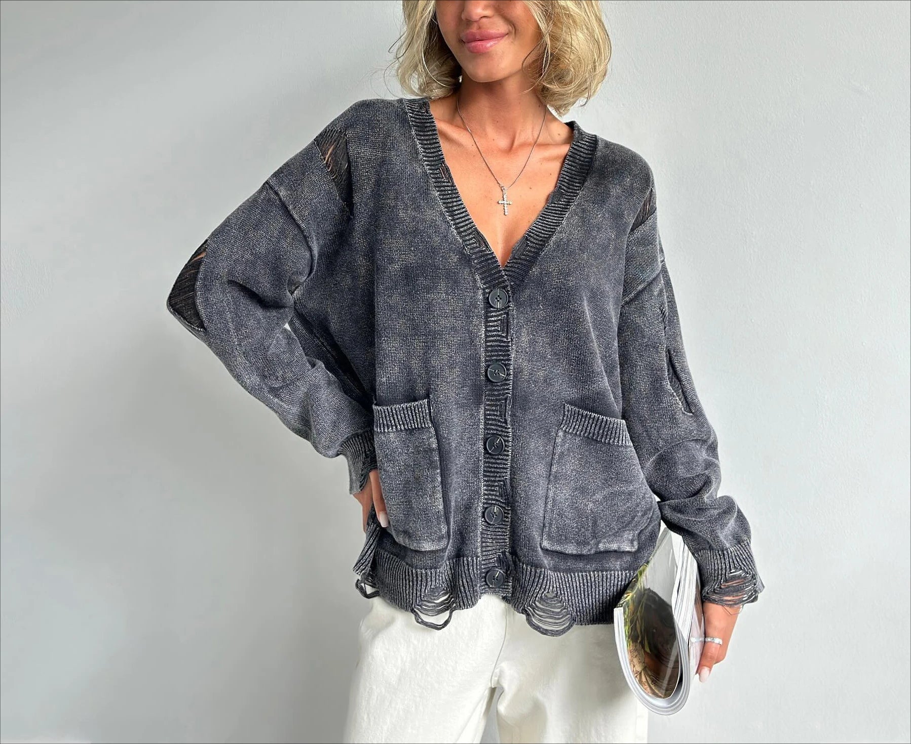 Retro Oversized Soft Button Knitted Cardigan