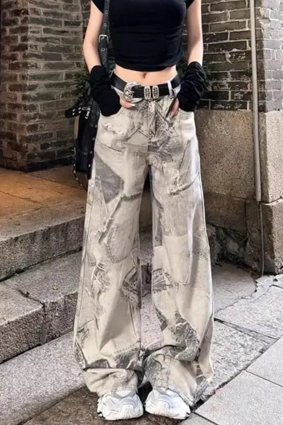 Punk Loose Fit Washed Jeans