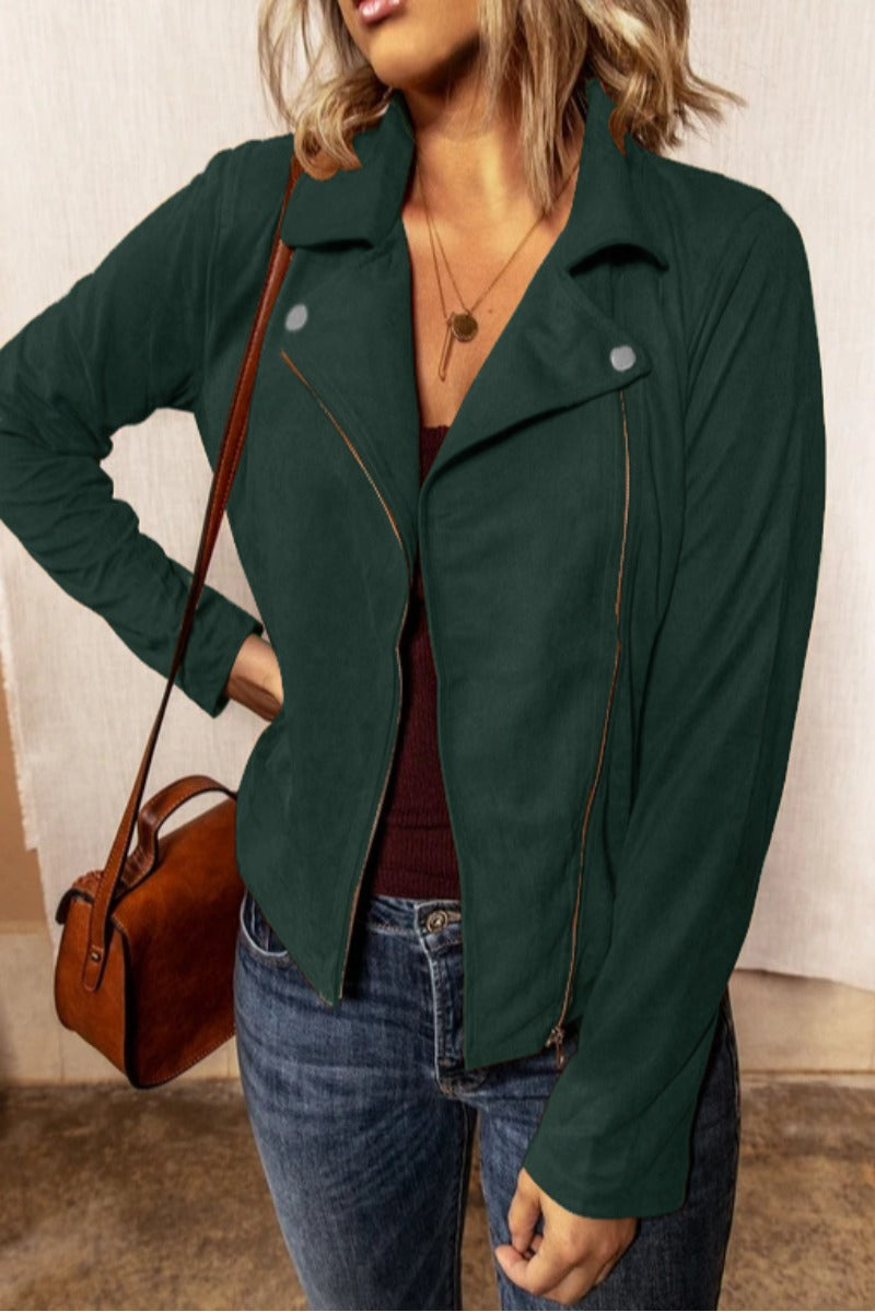 Turndown Collar Zipper Design Jacket(4 colors )
