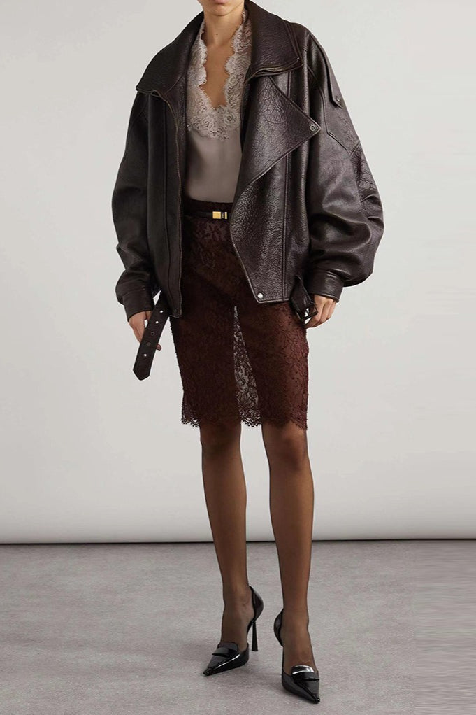 Vintage Genuine Leather Moto Jacket