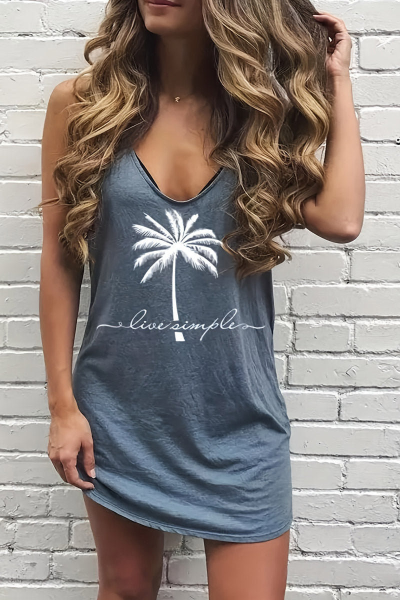 Coconut Print Sleeveless Mini Dress Fashionpara