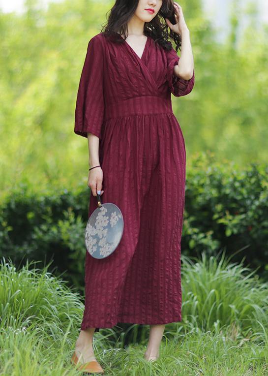 Textured Stripe V-Neck Bell Sleeve Wrap Bodice Maxi Dress