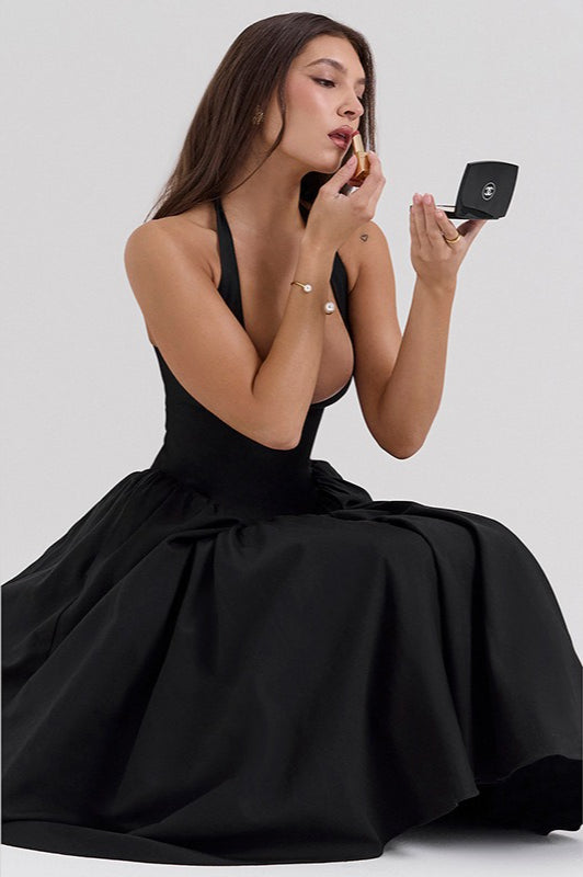 Halter Neck Plunge Fit & Flare Ball Gown 4
