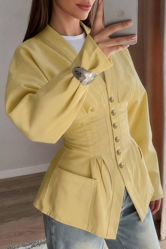 Pleated Waist Peplum Jacket