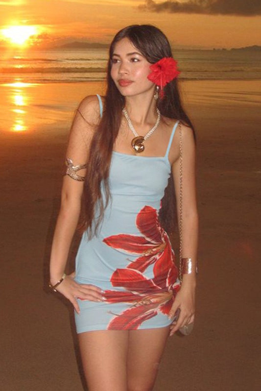Floral Print Spaghetti Strap Bodycon Mini Dress
