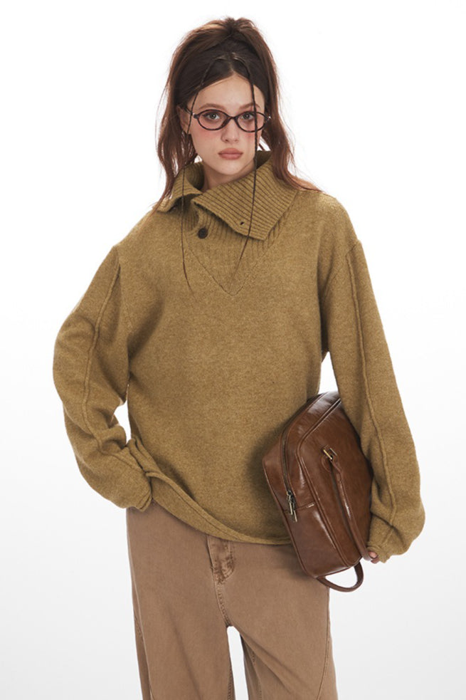 PrincessAce Vintage High Neck Loose Fit Sweater for Comfort